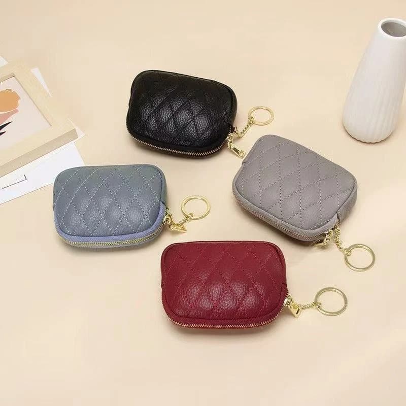 Mini portamonete in vera pelle con strato di testa, borsa per carte in pelle di vacchetta, portafoglio fatto a mano con cerniera, portachiavi per auto, portafoglio corto da donna