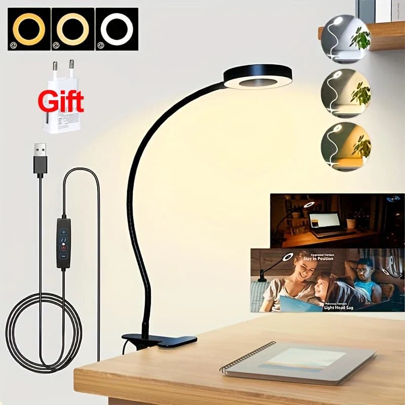 Lampada da scrivania a LED Lampada da lettura a collo di cigno dimmerabile ricaricabile Lampada da ufficio Lampada per la crescita delle piante Illuminazione da tavolo portatile