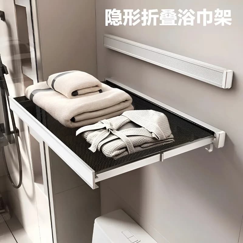 Portaoggetti Pieghevole Creativo Retrattile Senza Foratura, Porta Asciugamani e Accessori Bagno