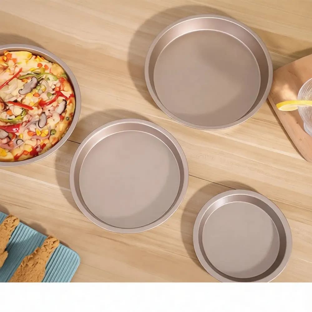 Round Baking Tray Non Stick Pizza Pan Carbon Steel Cake Mold Kitchen Bakeware Equipment For Daily Use 6 7 8 9 10 Inch