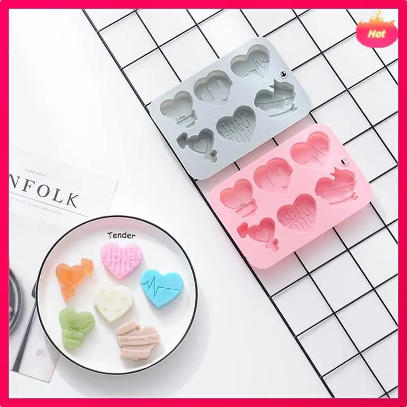 New 5PCS Love Silicone Mold DIY Gypsum Cement Concrete Candle Soap Mold Chocolate Candy Biscuit Baking Tool Valentine's Day Dura