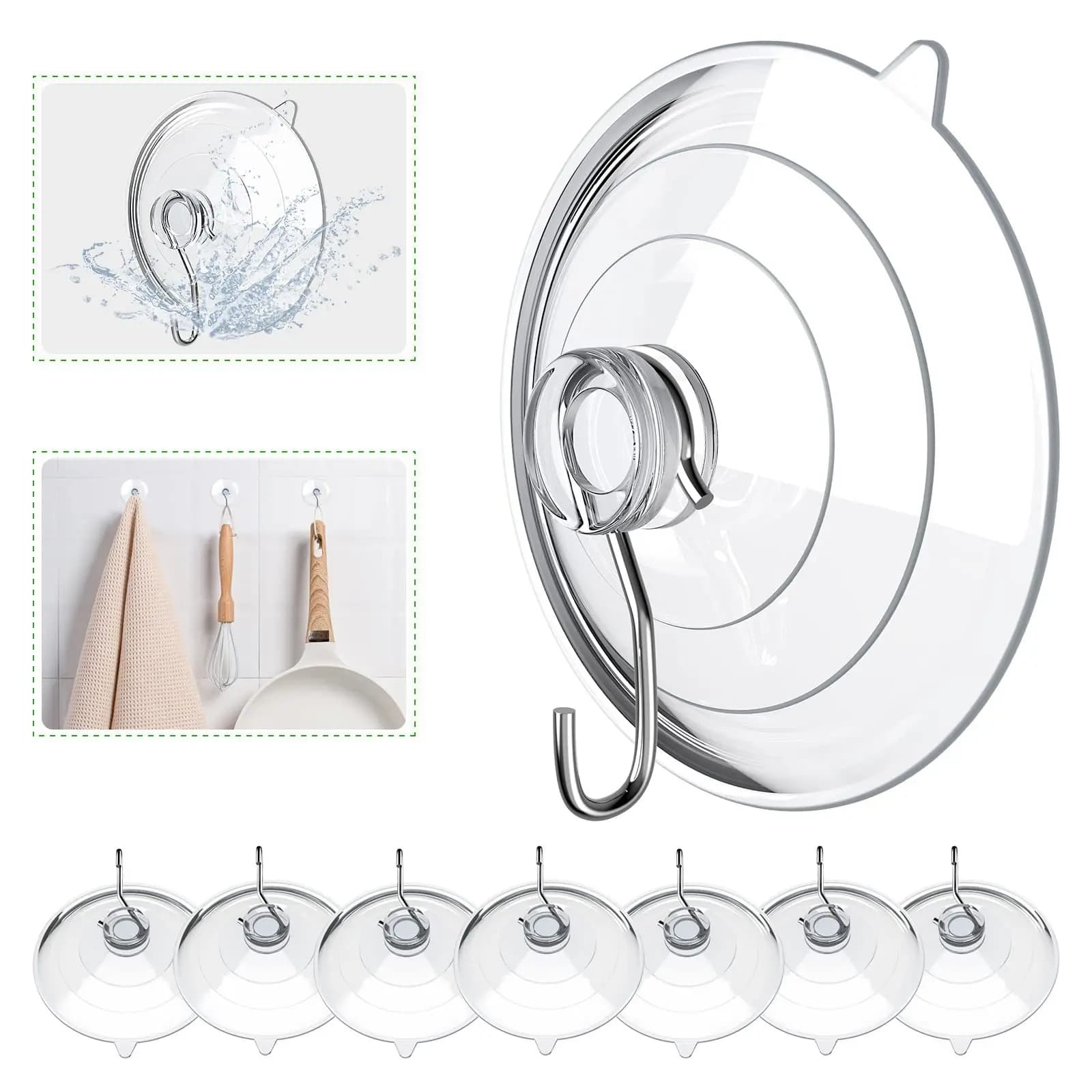 5/20pcs Transparent Suction Cup Hooks Waterproof Wall Mount Hook Kitchen Bathroom Robe Coat Towel Hanger Heavy Duty Vacuum Hook