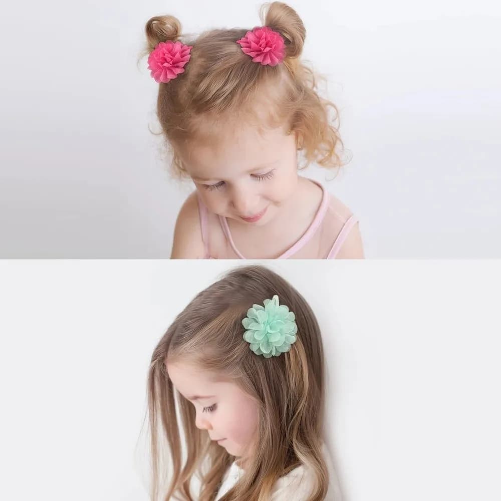 Graziose Mollette per Capelli in Chiffon a Forma di Fiore, Fermagli Antiscivolo, Accessori per Capelli da Principessa