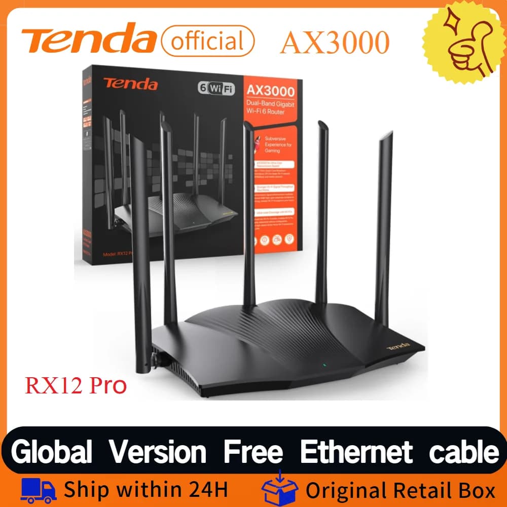 Tenda AX3000 Wifi 6 Mesh Gigabit Router 2.4G 5GHz Dual-Band RX12 Pro V2.0 WIFI6 Amplificatore di segnale wireless Ripetitore WiFi Rete