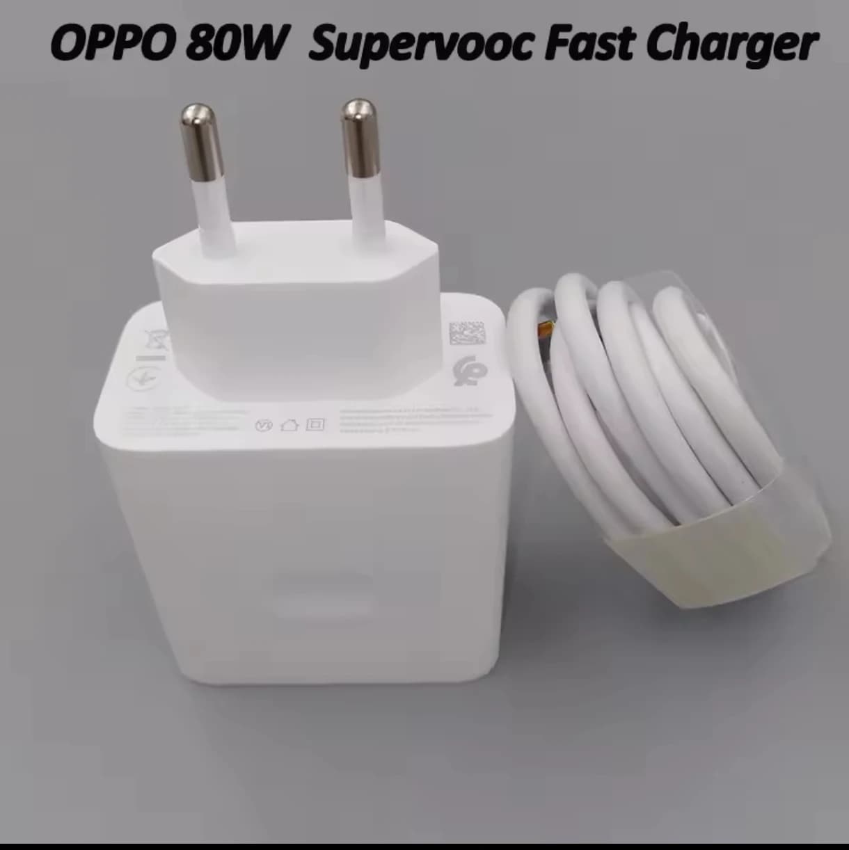 80W Quick Charger Adapter With Type C Cable EU Plug For OPPO Android Phones High Efficiency cable saver 0.3M cable