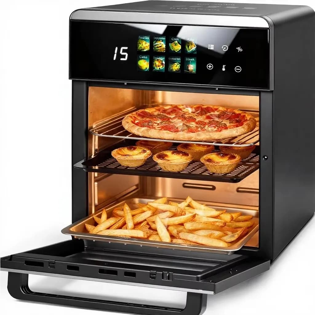 Commercial Smart Electric Air Fryer Oven 16.4 Qt 11-In-1 With Dual Racks 4.5 Lb Digital Convection Cooking Stainless Steel
