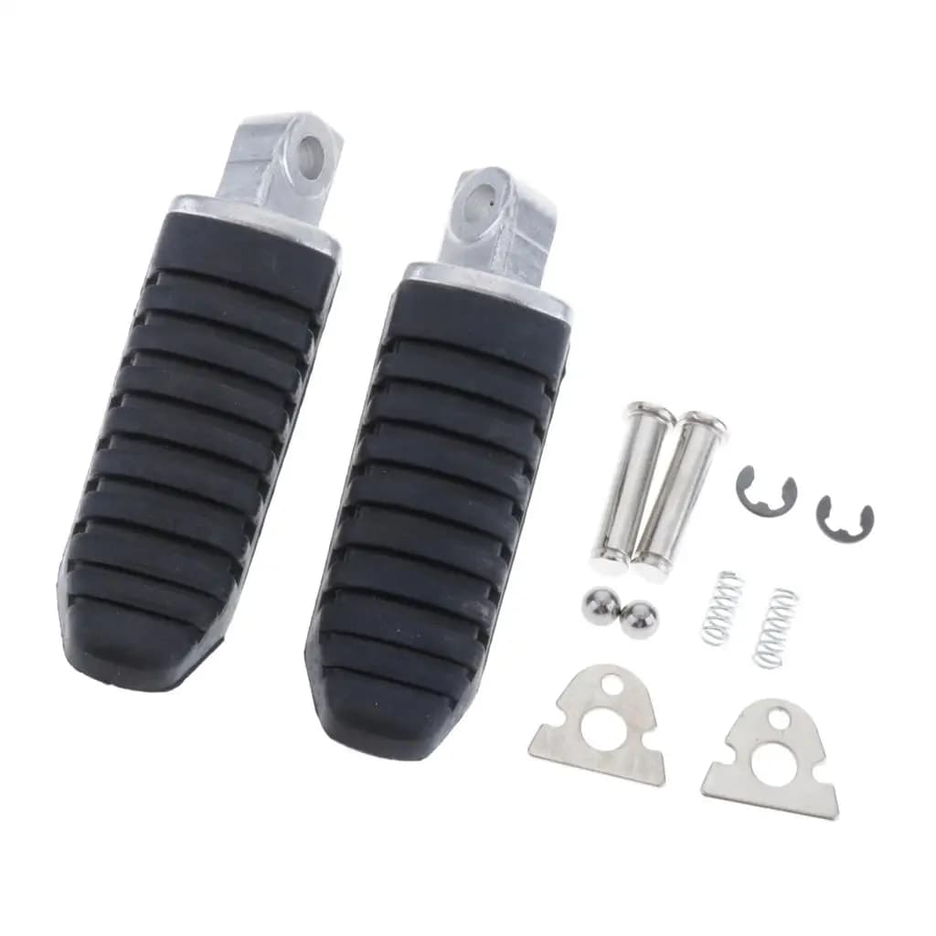Poggiapiedi Anteriori Premium Argento/Nero, Coppia di Supporti per Moto Suzuki GSX1300R Hayabusa GSX650 GSX1400