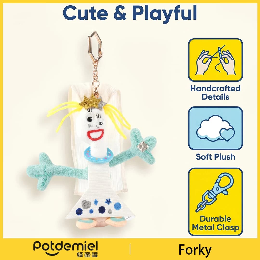 Potdemiel Disney Toy Story Forky Plush Keychain Stuffed Doll Handbag Charm Pendant Kawaii Backpack Ornament Movie Kids Gift Toy