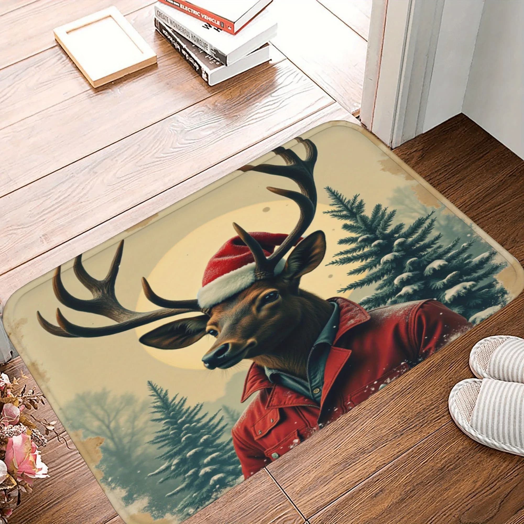1PC Natale Renna Modello Tappeto Da Cucina Antiscivolo Zerbino Pop design Tappeto Da Bagno Tappetino Da Bagno Tappeto per la Casa Lavandino Lavanderia Decor