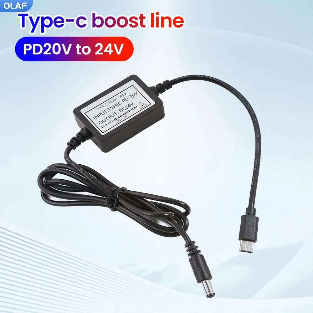 PD 20V to 24V Type C USB C power boost cable to DC 20V 24V WiFi cable Power bank Step-up cable for mobile router Wifi