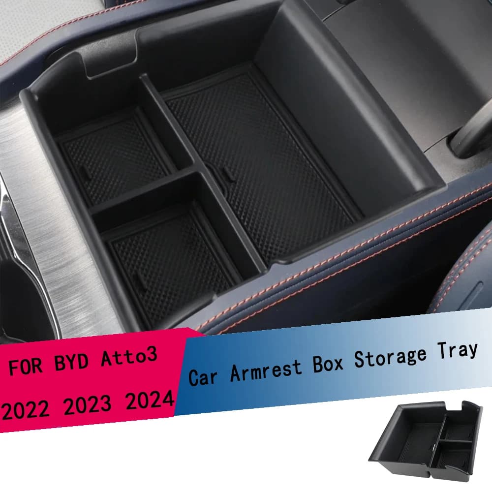 Per BYD Atto3 Atto 3 2022 2023 2024, Vassoio portaoggetti in ABS per bracciolo auto, Organizzatore per console centrale, Contenitore portaoggetti, Accessori interni