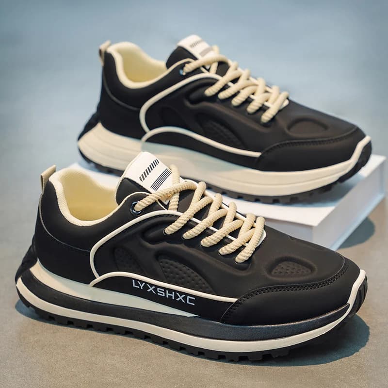 Men's casual sneakers for spring, fashionable dad shoes for outdoors, comfortable and low, with thick sole