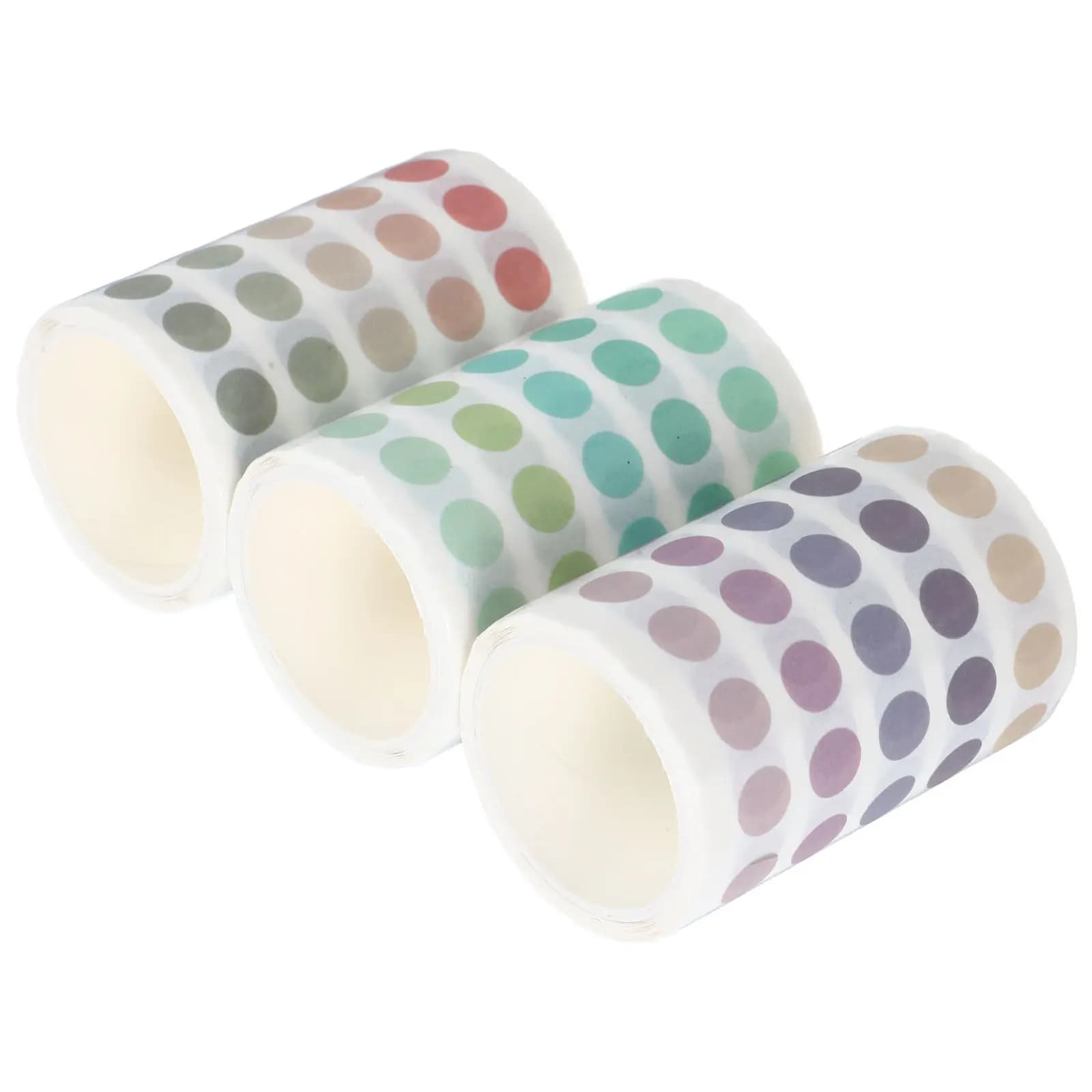 3 Rotoli di Nastro Washi con Puntini, Adesivi a Pois per Diari, Quaderni, Scrapbook, Decorazioni per Planner, Artigianato Colorato