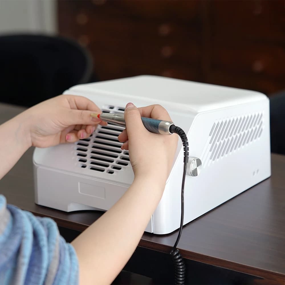 Aspiratore per Unghie Multifunzionale 120W con Potente Aspirazione e Poggiabraccia per Manicure e Salone