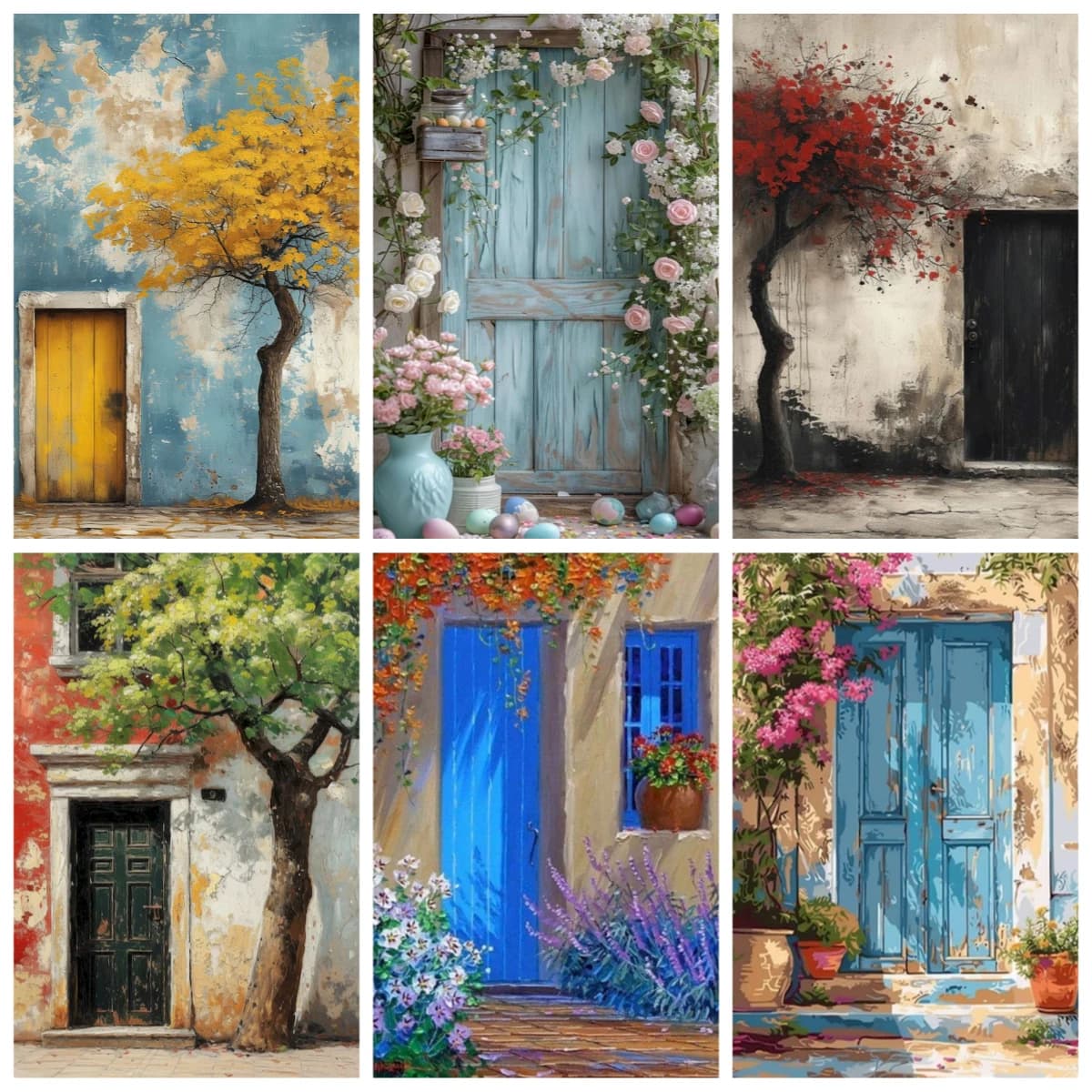 Door Landscape Oil Painting By Numbers On Canvas Pictures For Drawing Paint Kits For Beginners Coloring By Number