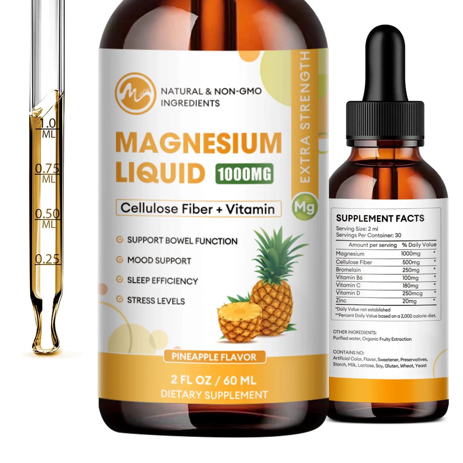 Minch Magnesium Liquid Supplement with Vitamin,Romanine and Cellulose Fiber Relaxation and Deep Sleep Promotes muscle and nerve health