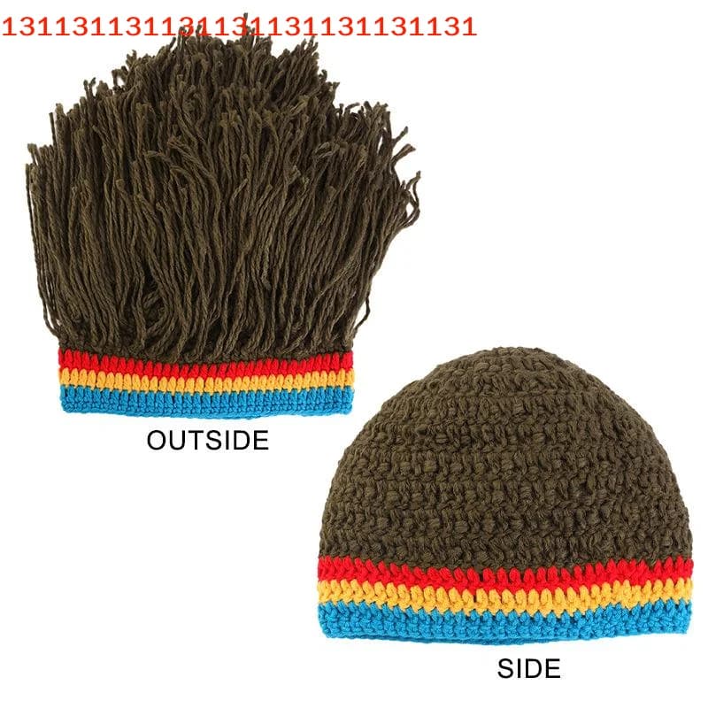 Cosplay Party Headwear Warm Knitted Wig Hat Men Women Synthetic Wig False Braid Dreadlocks Beanie Cap Handmade Crochet Hat
