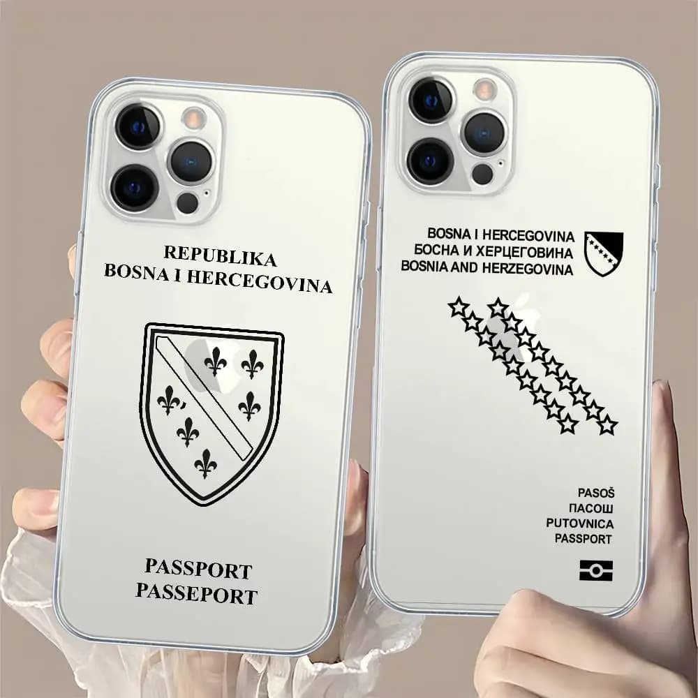 Custodia per passaporto Bosnia ed Erzegovina per iPhone 17 16 15 8 7 6 6S Plus X SE XR XS 14 11 12 13 Mini Pro Max Custodia per cellulare