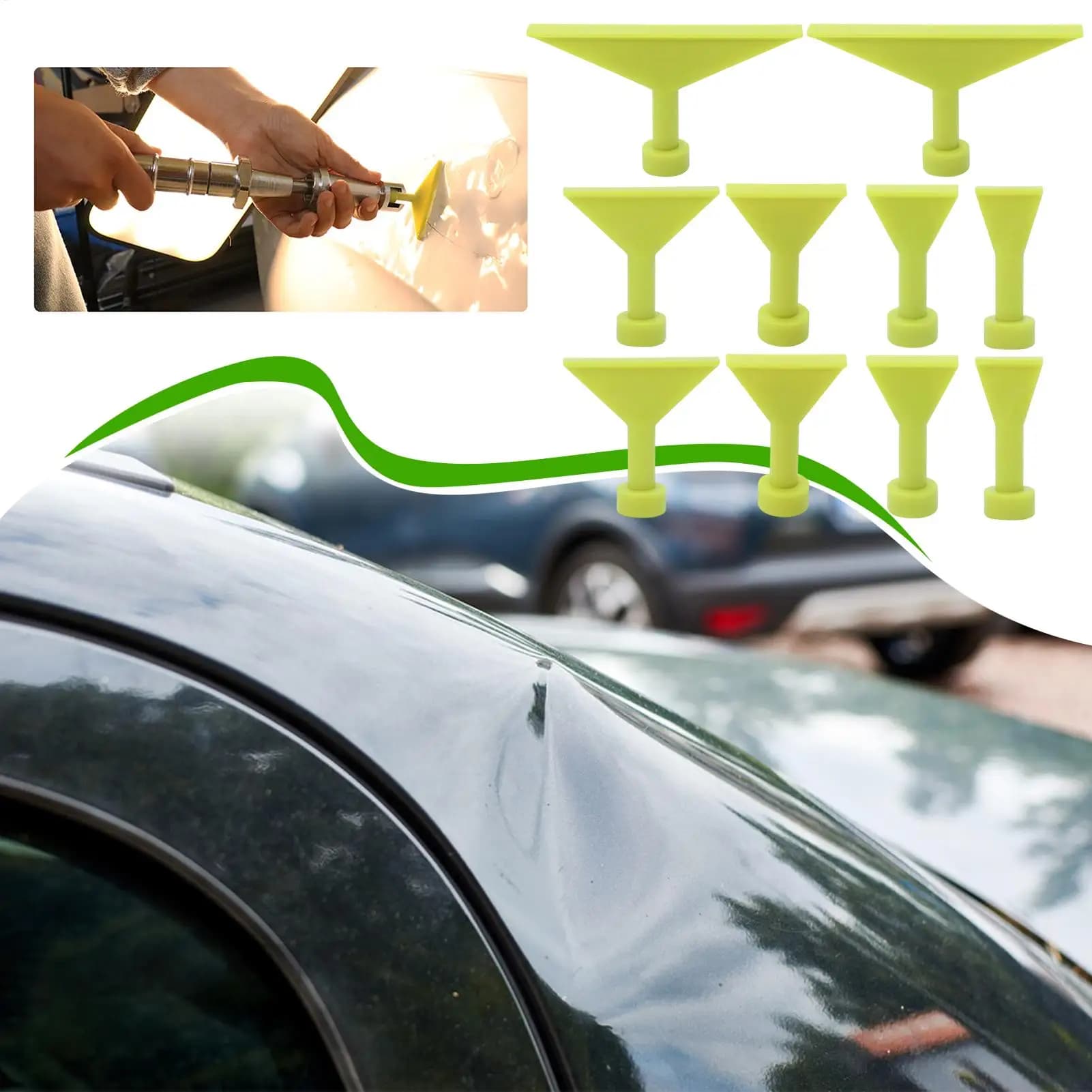 Set of 10 Pieces Languages Stickers for Removing Paintless Auto Clutch, Tools for Reparation Carrozzeria and Damage by Grandine