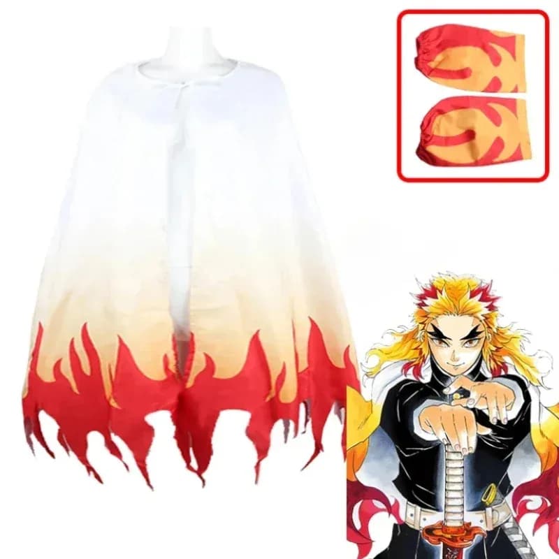 2025 Halloween Cosplay Rengoku Kyojuro Cosplay Kimono Mantello Anime Demone Slayer Uniforme con Leggings Kimetsu No Yaiba Mantello Bambini