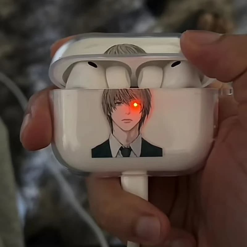 Custodia Morbida in Silicone TPU Trasparente per AirPods 4 Pro 1 2 3, Tema Anime Giapponese Mikami Teru Death Note, per Auricolari Bluetooth