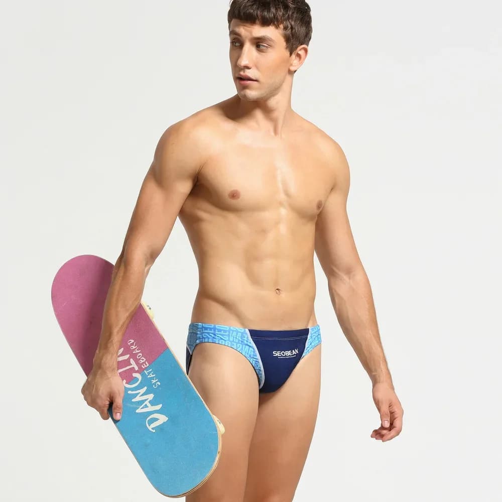 SEOBEAN Men's Swimwear Triangle Fashion European Swimwear American Swimwear Sexy Swimwear Summer Shorts with Print Beach Swimming Holiday