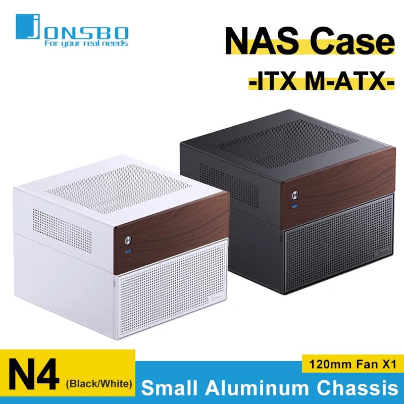 JONSBO N4 NAS PC Case ITX M-ATX Motherboard SFX Power Slot 6 Large 2 Small Hard Drive Slots With 120mm X1 Fan Desktop Chassis