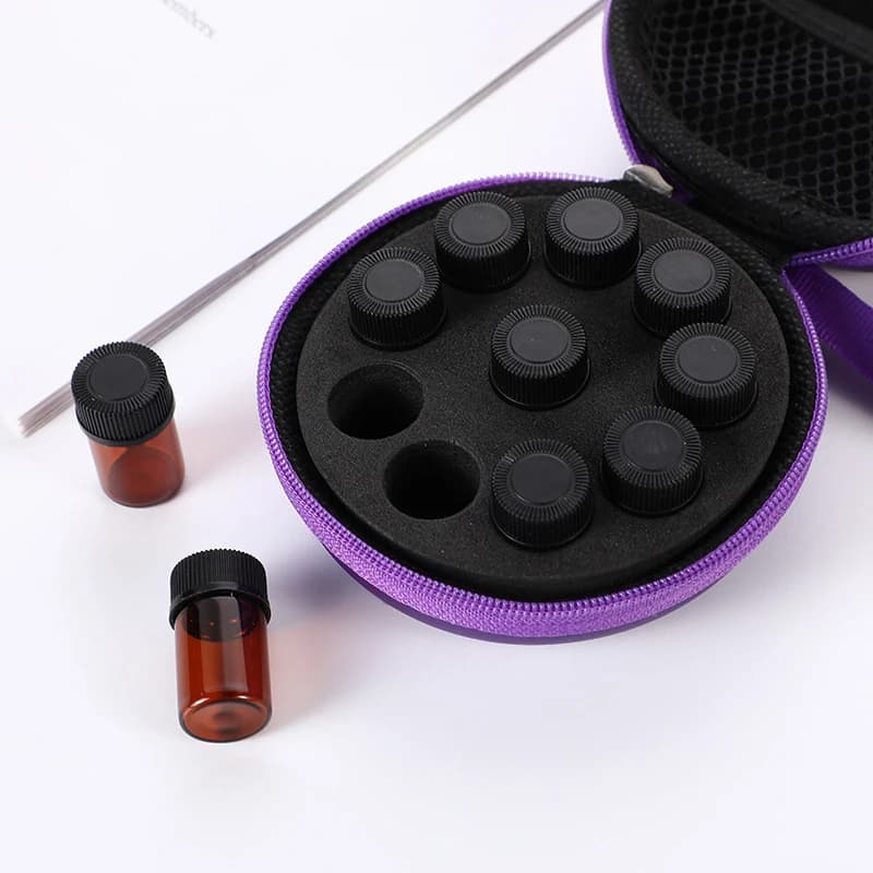 1‑2ml PU Portable Essential Oil Case 10 Bottles Perfume Oil Carrying Holder Organizer Bag For Essential Oil Bottles Storage Par