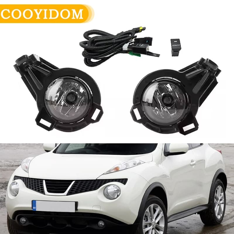 Front bumper for Nissan Juke 2012 2013 2014 Car Styling Spot Light Fendinebbia Halogen Lampadina 4300K Faro with switch cable
