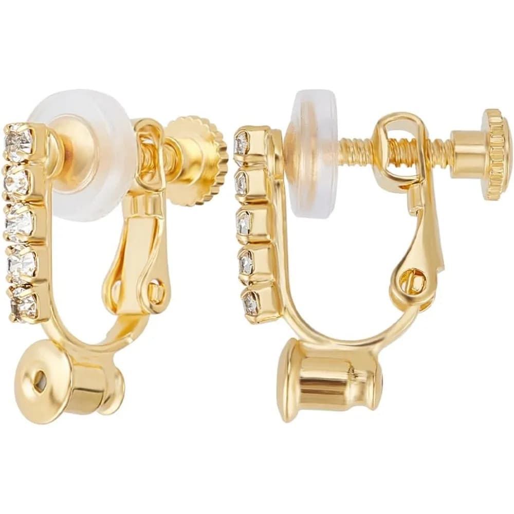 Convertitore per orecchini a clip da 12 pezzi Kit di accessori per orecchini a clip non forati con vite in strass placcato oro 18 carati