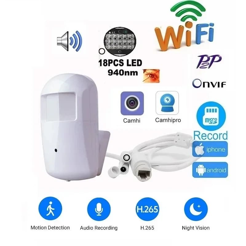 Camhi 2MP/5MP HD Pir Style Mini Wifi Telecamera Interna Covert Monitor di Sicurezza Wireless 940nm Visione Notturna Audio CCTV di Sorveglianza