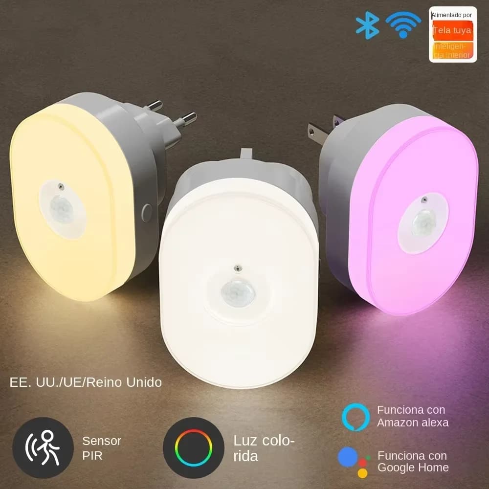 Smart Led Night Light WiFi Tuya PIR Sensore di movimento Eu Us Uk Plug In Lampada da parete Bianco caldo RGB Room App Voce per Alexa Google Home