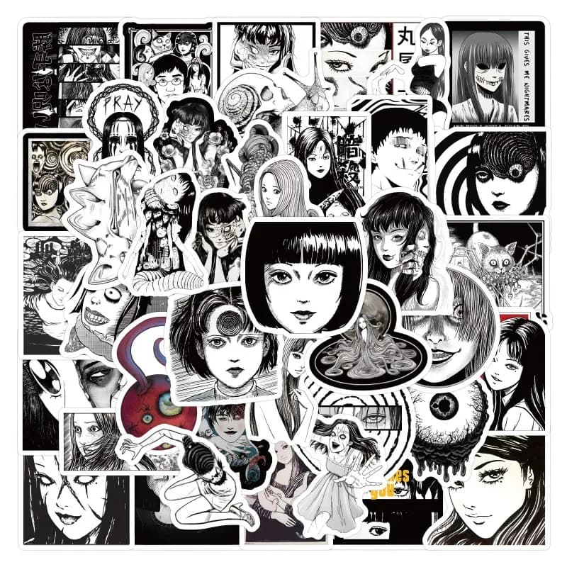 60 pezzi Junji Ito Comic Graffiti adesivi valigia tazza d'acqua chitarra auto cancelleria telefono cellulare decorazione fai da te decalcomanie