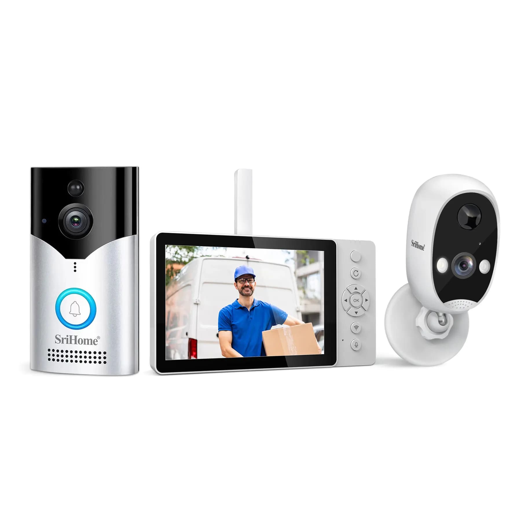 Srihome SH054+DH008 Videocitofono WIFI 4MP 1400P a Basso Consumo Energetico con Telecamera e Spioncino