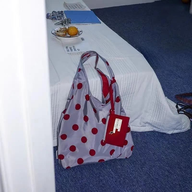 Changzi Original Large Capacity Polka Dot Handbag Single Shoulder Bag Portable Versatile Double Sided Punching Tote Bag