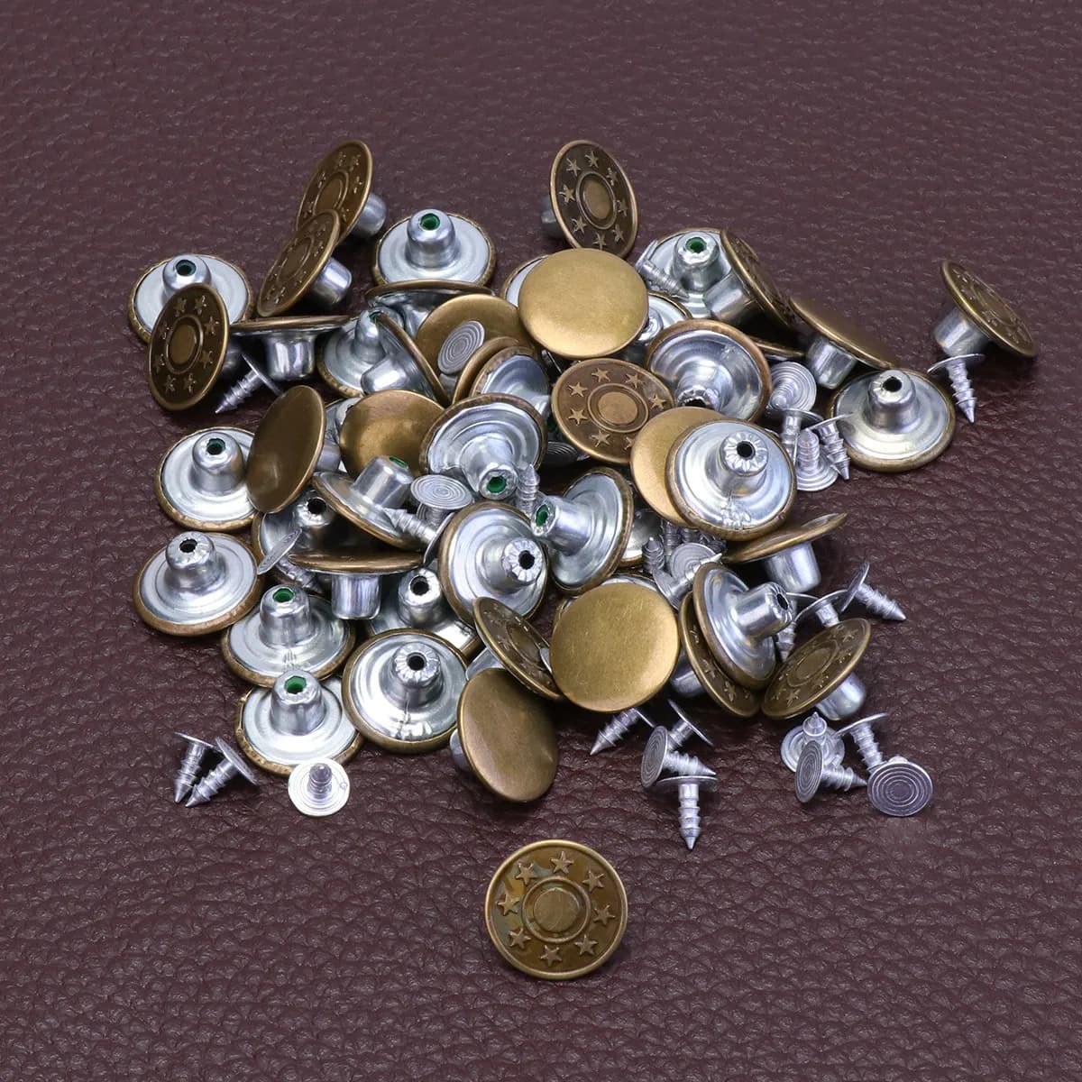 40 Set Bottoni in Metallo Premium da 17 mm, Base Extra Spessa, Resistenti alla Ruggine, da Martellare Senza Cuciture per Jeans, Pantaloncini, Cappotti, Camicie, Bretelle
