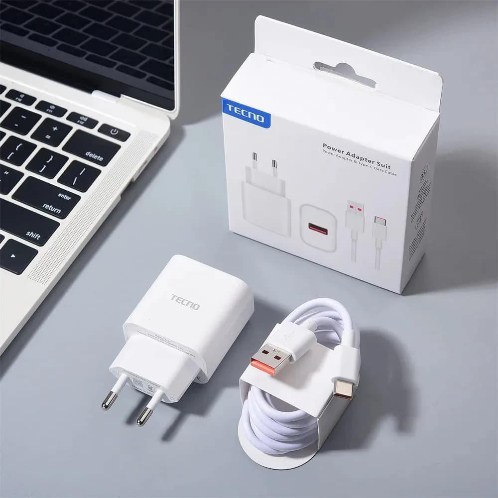 Tecno Spark 30 20 10 Pro 5G 33W Caricatore Adattatore di alimentazione a ricarica rapida UE Cavo USB C per Tecno Camon 20 30 40 Pro 30S Pova 6 Neo 5