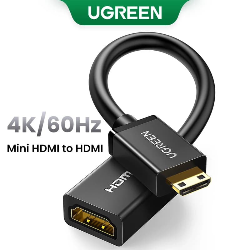 Ugreen Mini HDMI Adapter Mini HDMI to HDMI Cable Adapter 4K Compatible for Raspberry Pi ZeroW Laptop HDMI Mini Adapter
