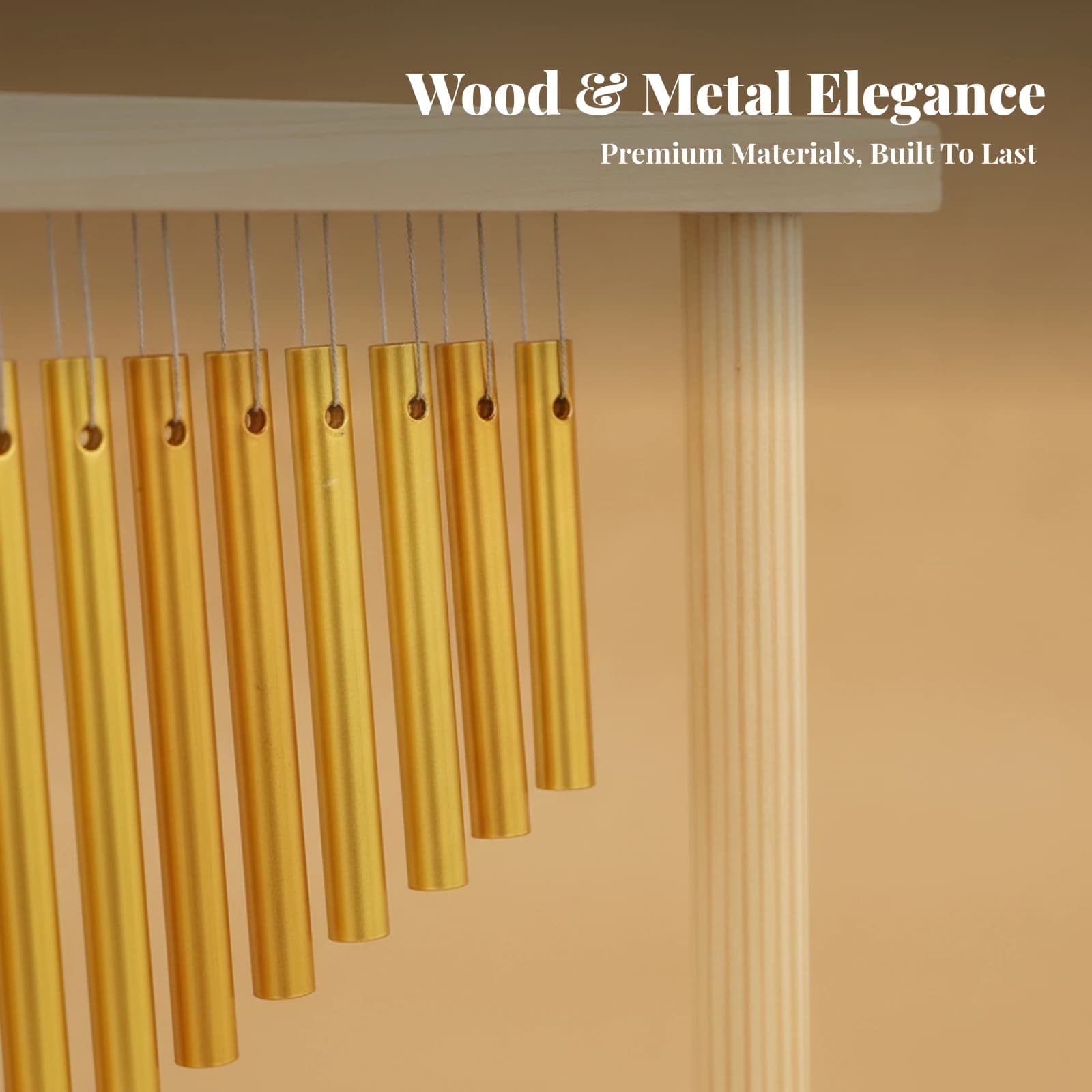 Zen Atmosphere Garden Decoration Aluminum Tube Wind Chime Hanging Ornament 20-Tone Wind Chime Natural Wood Curved Row