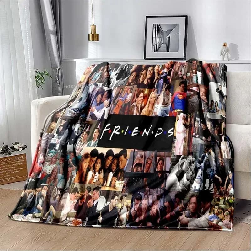 Coperta in flanella con motivo a personaggi della serie TV Friends, morbida coperta da letto, copridivano riscaldante, regalo di Natale