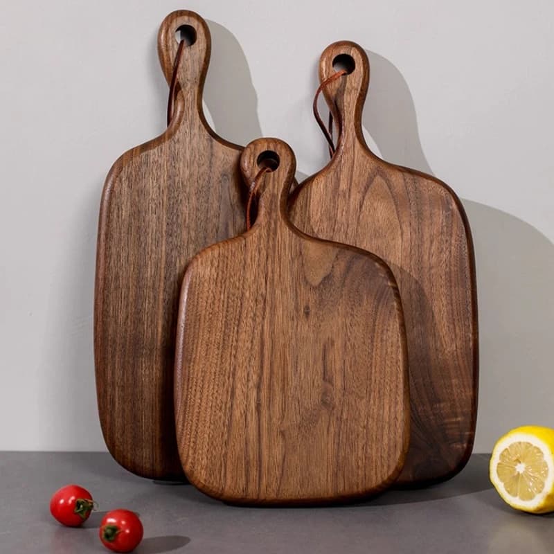 Tagliere in noce nera Tagliere in legno intero per bistecche Pizza non porosa e tagliere per pane Piatto da portata naturale per alimenti per bambini