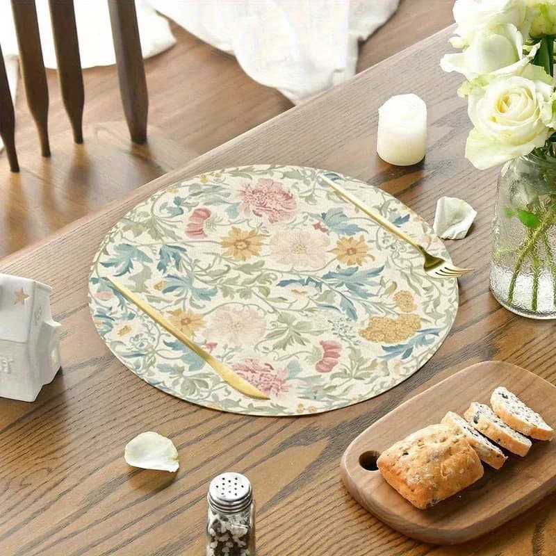 VIKAMA Set di 4 Tovagliette Stile Giardino Britannico, Accessori per Tavola da Pranzo, Caffetteria e Cucina