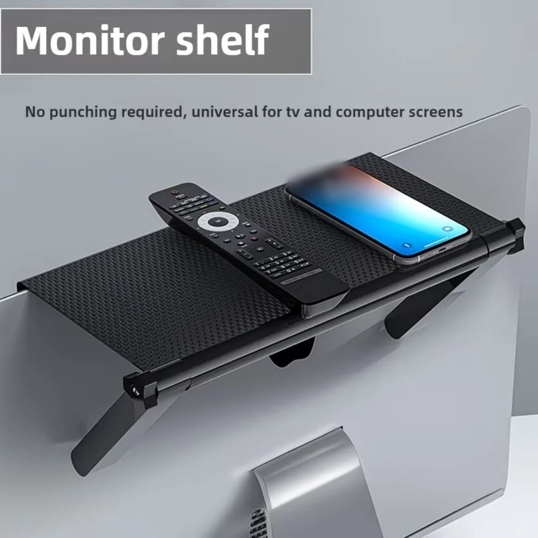1 Pezzo Ripiano Superiore Regolabile per Schermo TV, Scaffale Portaoggetti per Monitor Computer, Ripiano per TV, Media Box e Router, Organizzazione Domestica