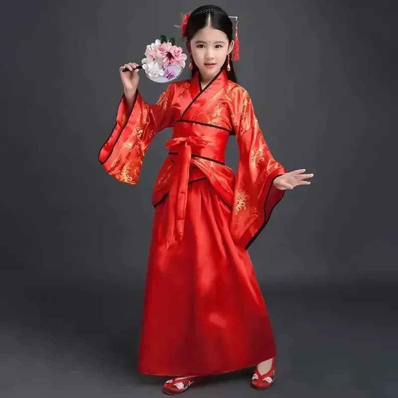 Abito per ragazze, bambini, kimono, tradizionale etnico, studenti, coro, danza, costume, kimono Yukata giapponese, stile cinese antico
