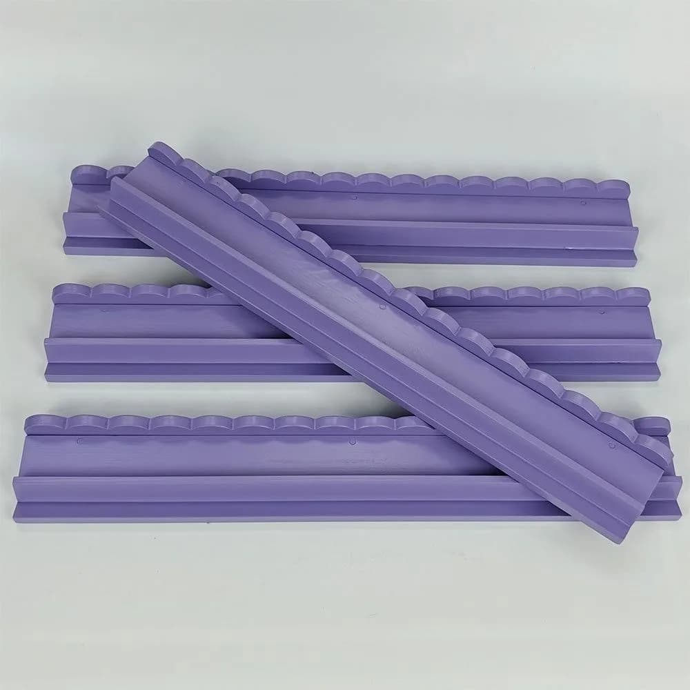 4PCS Wooden Construction American Mahjong Rack Long Rectangular Smooth Surface Tile Holder Set No Assembly Scalloped Edge