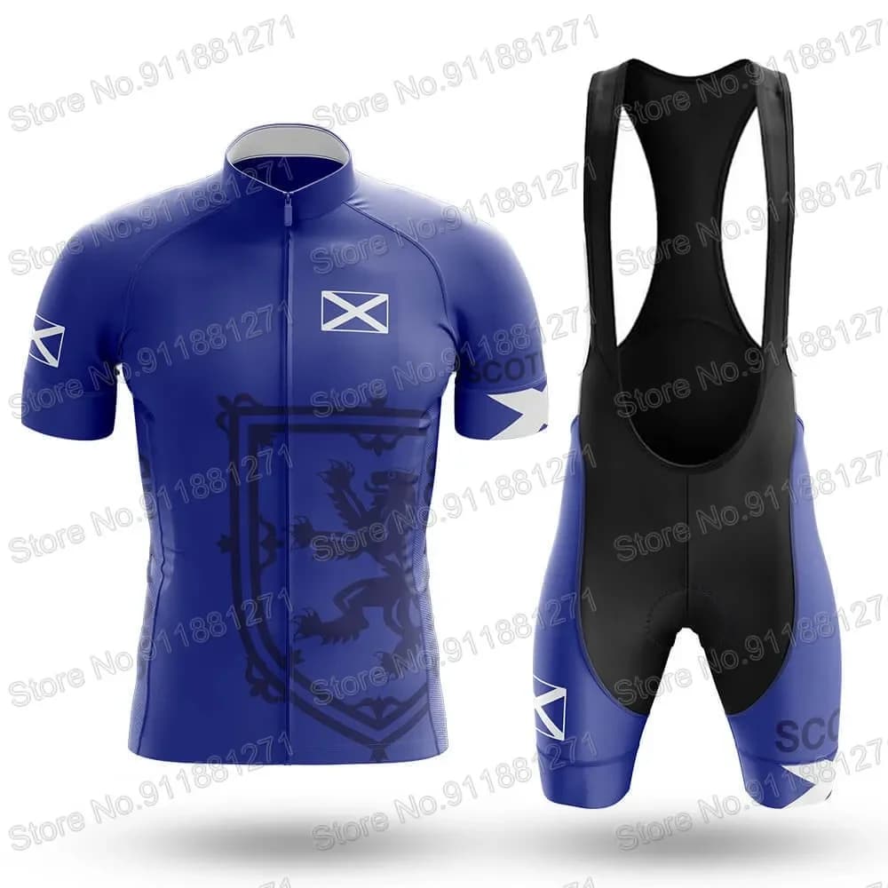 Cycling Jersey Scottish symbol 2025 Men's Short Sleeve Set Blue Summer Clothing Road Bike Shirts Jumpsuit Shorts with Bicycle Braids MTB Ropa