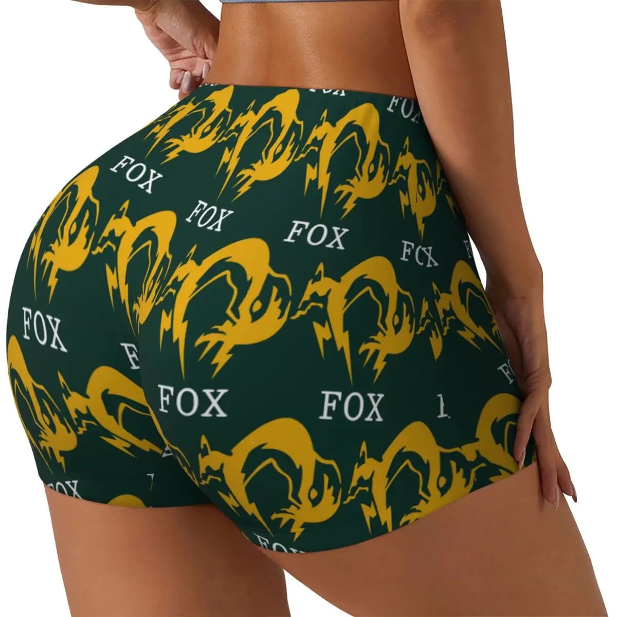 Pantaloncini da corsa per allenamento in palestra da donna in metallo solido con equipaggiamento in metallo personalizzato Pantaloncini da yoga per motociclisti da pallavolo atletico
