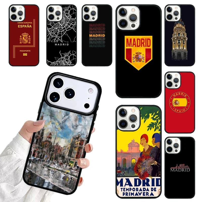 Madrid Capital Spain Phone Case For iPhone 17 16 15 14 13 12 11 Pro Max 17air Shockproof Cover Fundas