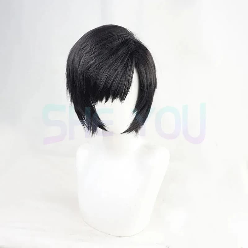 Cosplay Game FF7 Yuffie Kisaragi Black Short Heat Resistant Synthetic Hair Halloween Party Wigs + Wig Cap