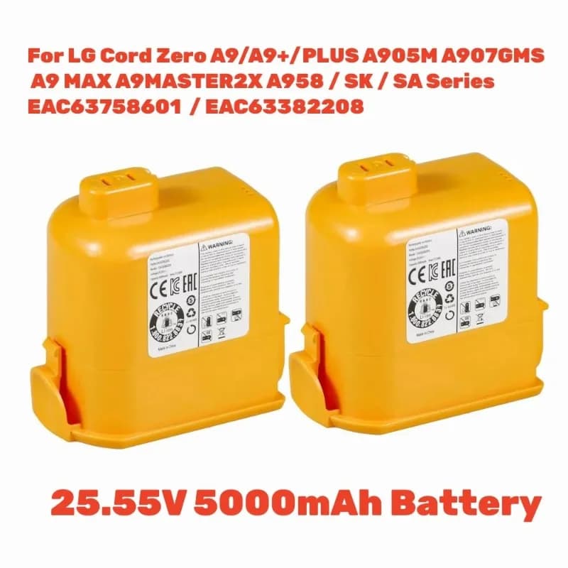 Batteria da 5000 mAh per LG Cord Zero serie A9 (A9,A9+,PLUS,A905M, A907GMS,A9 MAX,A9MASTER2X, A958/SK/SA) EAC63758601 EAC63382208